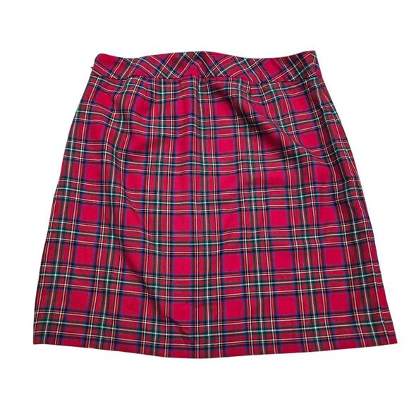 Talbots Petite A-Line Skirt Women's 12P Red Plaid Side Zip 100% Polyester Preppy - Picture 5 of 7